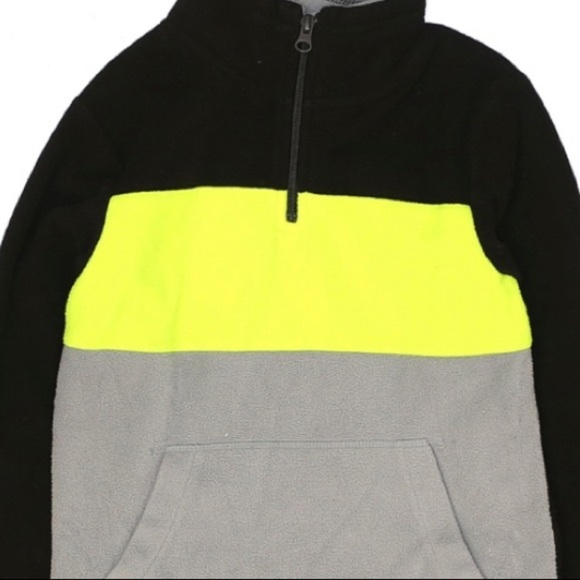 Old Navy | Fleece Half Zip Black Gray Yellow Neon - Picture 6 of 8
